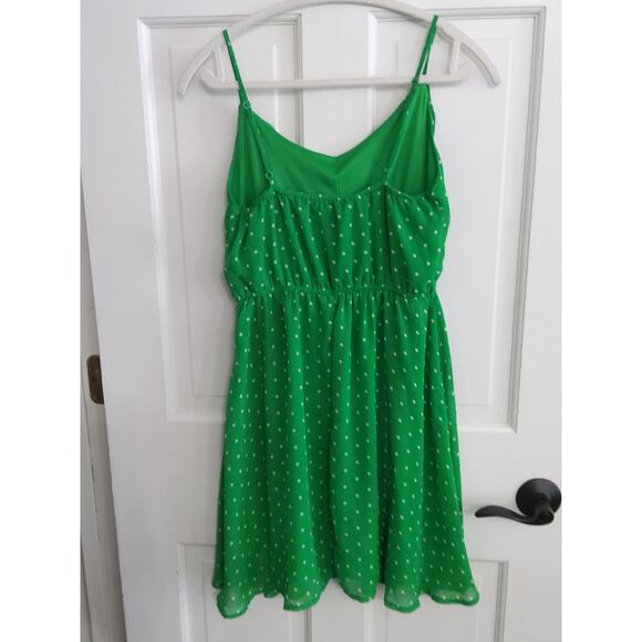 $Women's Green Coquette Cami Midi Dress Polka Dot Romantic ruffle Size M - Picture 4 of 7